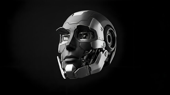 Cybernetic Robot Head for Artificial Intelligence Concept