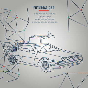 Futuristic Sci-Fi Wireframe Concept Car Vector Illustration