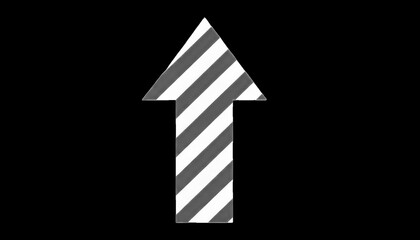 Fototapeta premium Red arrow icon with diagonal stripes pointing up