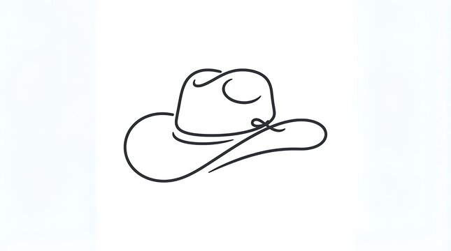 Simple cowboy hat line art illustration