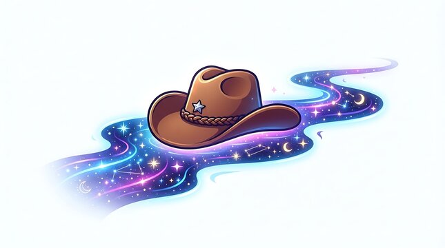 Cowboy hat floating on cosmic galaxy stream