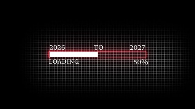 New year 2027 loading bar animation Year changing from 2026 to 2027. Loading bar from 2026 to 2027 new year transfer animation. 4k