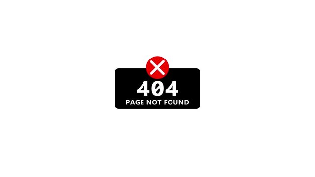 404 error page not found text animation on white background.