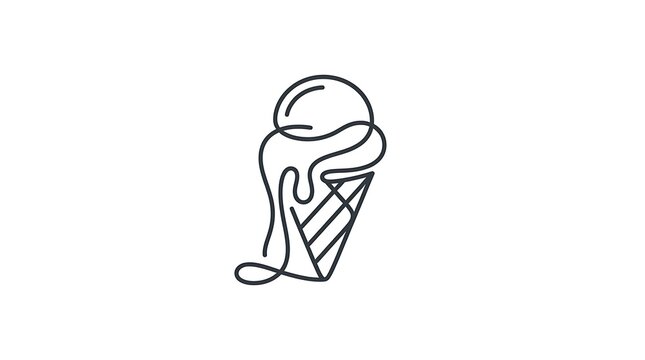 Melting ice cream cone line art