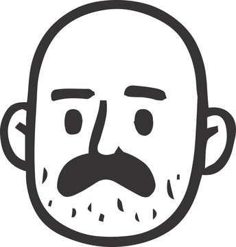 Illustration of a Bald Man with Mustache