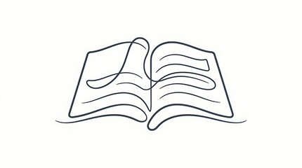 Open book continuous line art drawing