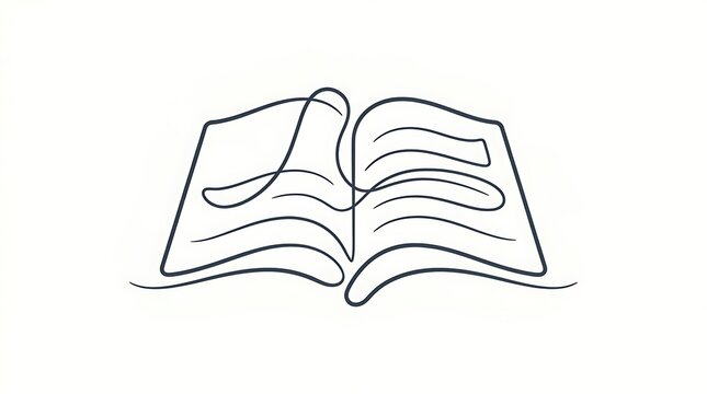 Open book continuous line art drawing