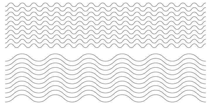 Waves line set. Wave ornament pattern. Set of wavy zigzag lines. Wave thin line background. Vector zigzag and wavy horizontal underline. Vector