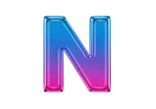 Colorful gradient letter n design isolated on transparent background