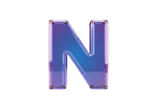 Blue gradient letter n icon isolated on transparent background