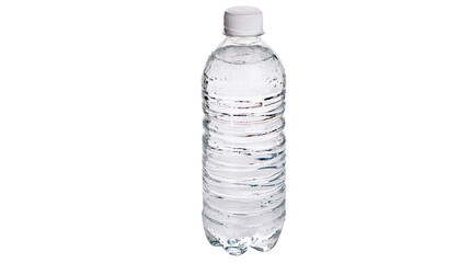Clear plastic bottle filled with water and white cap © Asmud