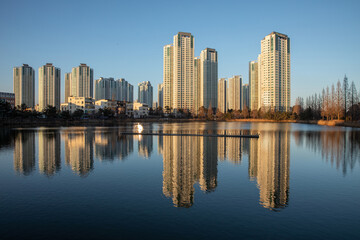 일몰,호수,고층아파트,해오름호수,논현동,남동구,인천 © JinChang