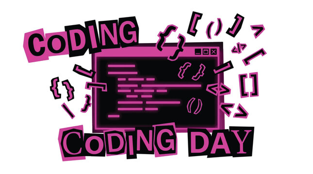 Coding Day Concept with Programming Syntax and Computer Screen Graphic