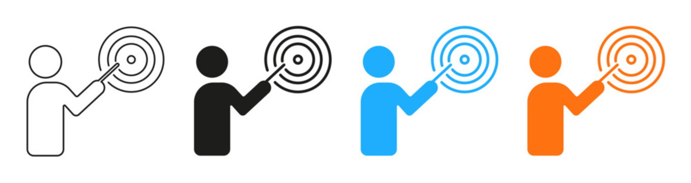 Target audience icon. Customer targeting, audience segmentation, consumer analytics,  and business objectives vector illustrations. Signs for digital marketing, and audience engagement. Editable icon.