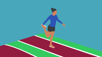 Obraz premium Woman Stretching Legs on Track for Fitness and Exercise
