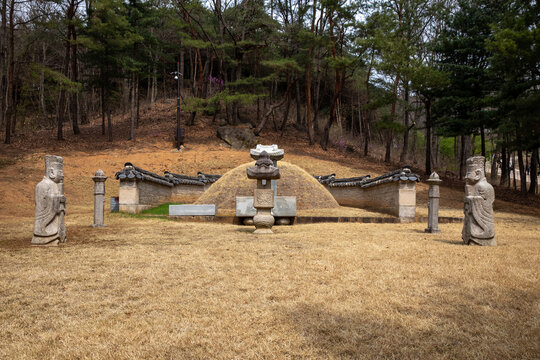 잔디,석상,무인석,석등,비석,봉분,무덤,담장,경릉,서오릉,고양시,경기도