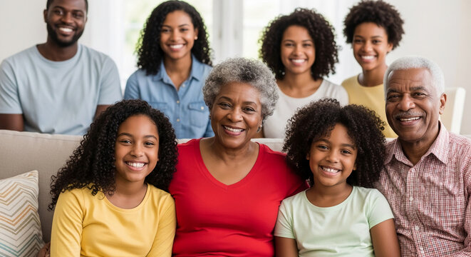 A multi-generational family smiling, representing unity, love, and belonging, perfect for lifestyle or personal themes
