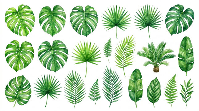 set of green leaves