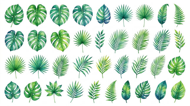 set of green leaves