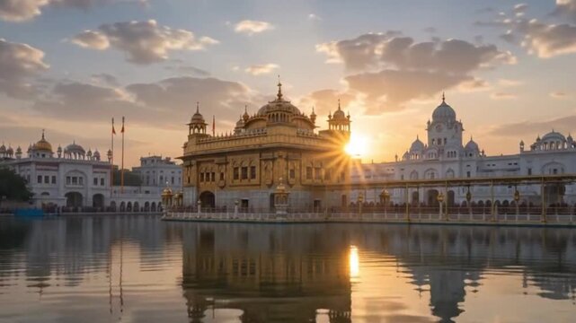 Golden Temple evening view with lights