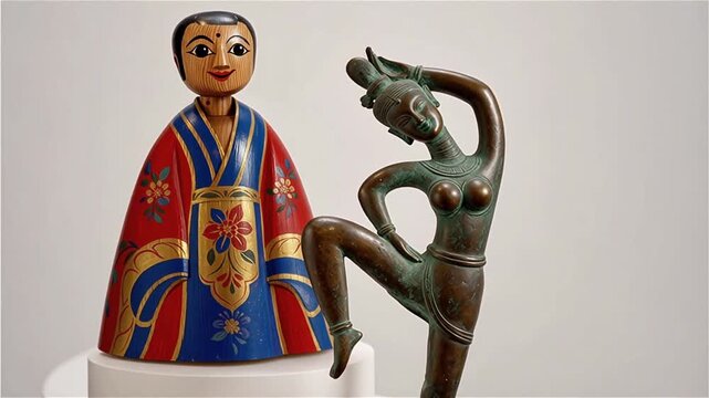 Colorful Hindu deity statue with snake decoration