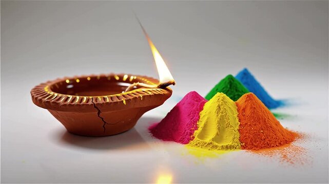 Colorful puja items and ceremonial decorations
