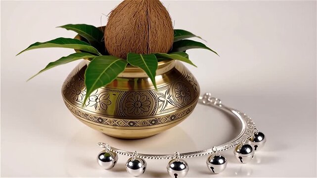 Decorated kalash with traditional elements