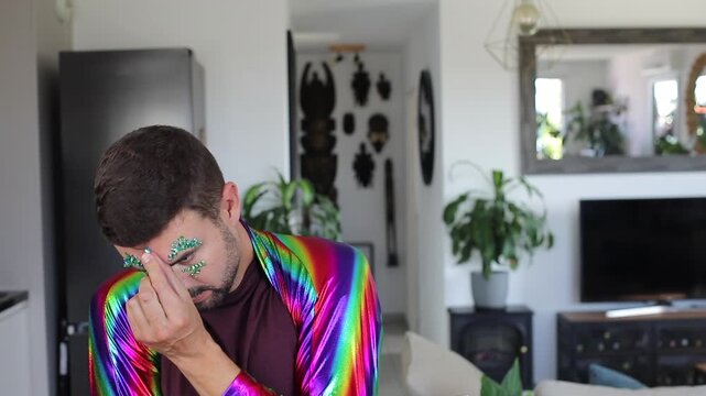 Bearded Cute Man With Fun Colorful Look 