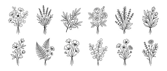 Hand Drawn Botanical Bouquets Collection © ijo