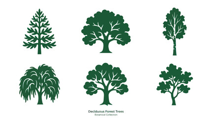 Collection of decorative forest tree silhouettes © Aester