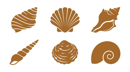 Collection of marine seashells graphic icons © Akun