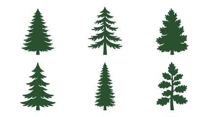 Obraz premium Coniferous tree silhouettes collection