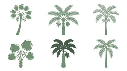 Diverse palm tree silhouettes collection © Gulung