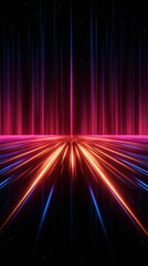 Fototapeta premium Abstract neon lights converging in a futuristic digital space