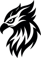 Fototapeta premium Tribal Eagle Head Silhouette With Flame Elements Vector Logo