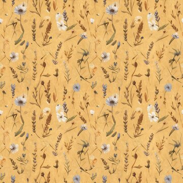 Boho meadow wild dandelion flower seamless pattern for textile and background design