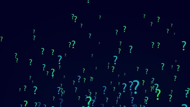 Question Mark Background. Flying Through Glowing Multiple Color Question Mark
