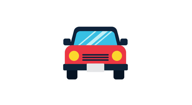 Red Car Front View Illustration.