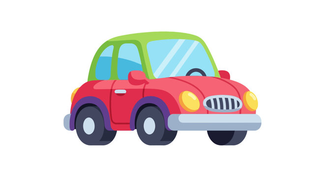 Red Car Front View Illustration.