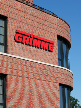 Germany, Damme, June 23. 2026, sign or lettering of Grimme GmbH & Co. KG is the parent company of the Grimme Group, an agricultural machinery manufacturer headquartered in Damme