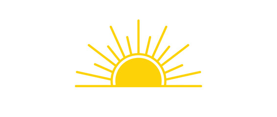 Minimalist Yellow Sunburst Icon on White Background © jono