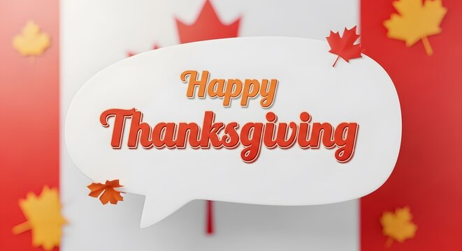 Canadian thanksgiving greeting with maple leaves and festive text
