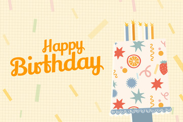 Fototapeta premium Celebration for a happy birthday with cake and decorations in a cheerful setting