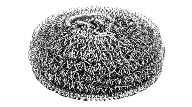Steel wool scouring pad for cleaning isolated on transparent background