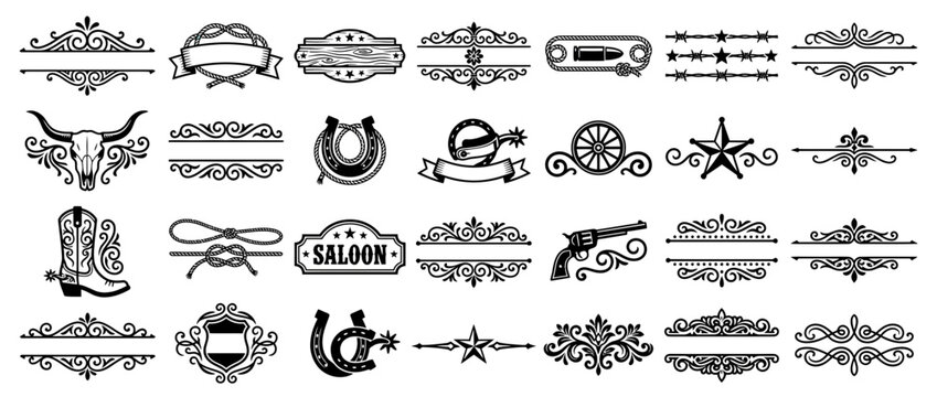 Western Elements Collection: Vintage Cowboy Graphics