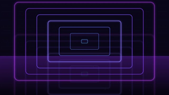 Neon Tunnel Loop Background Purple Blue Light Strips Reflective Floor Premium Streaming End Screen