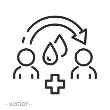 blood donor icon, blood transfusion, thin line symbol - editable stroke vector illustration