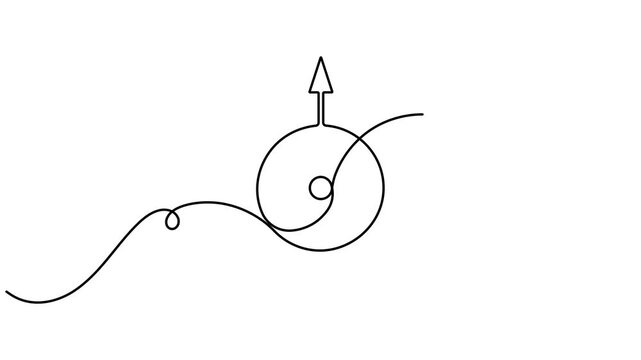 Continuous one line drawing of planet Uranus symbol animation astrology icon sign minimalist single line art space documentaries and astronomy clips motion graphic moving on white background