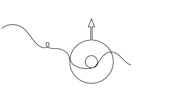 Continuous one line drawing of planet Uranus symbol animation astrology icon sign minimalist single line art space documentaries and astronomy clips motion graphic moving on white background