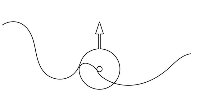 Continuous one line drawing of planet Uranus symbol animation astrology icon sign minimalist single line art space documentaries and astronomy clips motion graphic moving on white background